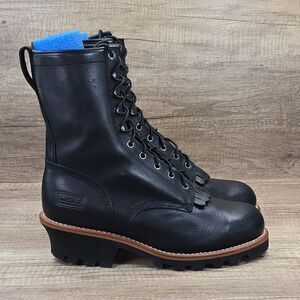 Worx by Red Wing Men's Sz 10W Black 9 Inch Leather Steel Toe Logger Boots (5471)